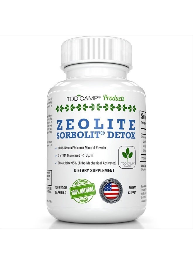 TODICAMP Zeolite Detox - Zeolite Capsules Sorbolit Ultra FINE 1-2 µm - Zeolite Clinoptilolite Powder 95% - 3X Activated - 120 Capsules - Zeolite Powder Supplement - 2 Months Supply - Image 2